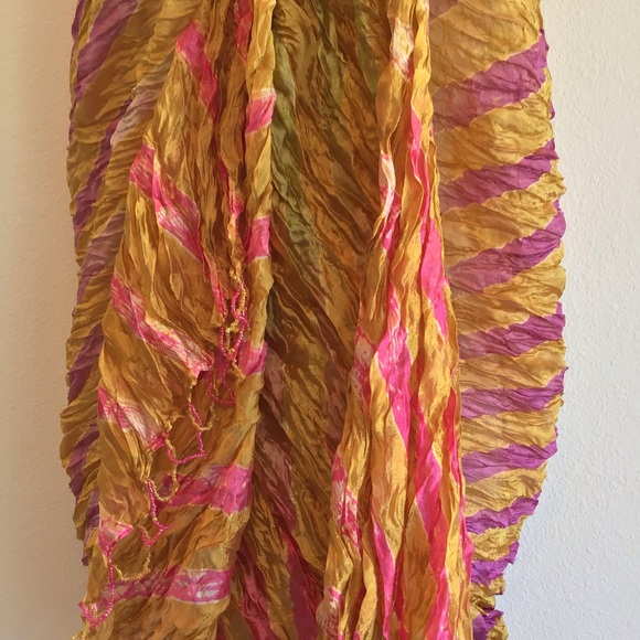 New Copper Tan Beach Striped Scarf Wrap Pareo - Picture 10 of 12
